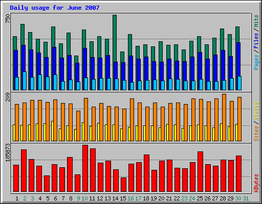 Daily usage for June 2007