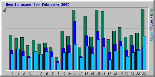 Hourly usage for February 2005